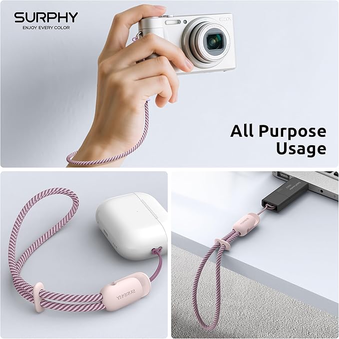 SURPHY 3 Pack Phone Wrist Strap with CellPhone Tether Tab, Cellphone Lanyard, Phone Strap with 2-Color Braided, Wrist Lanyard