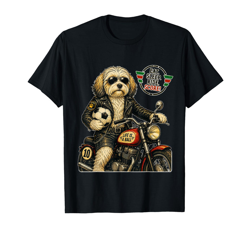 Havanese Motorbike Love Footbal Soccer T-Shirt - Fun Novelty Design Unisex