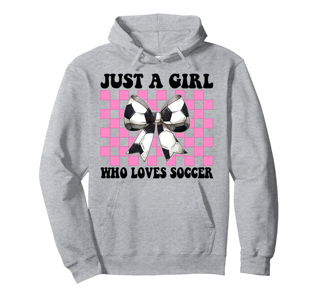 Just Who Loves Soccer Coquette Bow Hoodie - Novelty Apparel Men Women