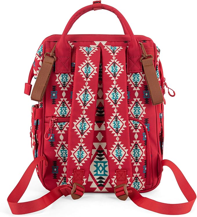 Wrangler Aztec Backpack Organized Daypack Travel Baby Bag with Stroller Strap and Side Bottle Pockets WG2204-9110BDY