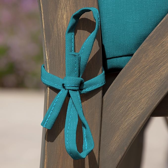 Arden Selections Outdoor Wicker Chair Cushion, 20 x 18, Rain-Proof, Fade Resistant 21 x 21, Lake Blue Leala (Pack of 4)
