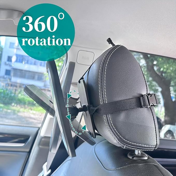 Funbliss Baby Car Mirror for Rear Facing Seat,360° Rotation, Safety Certified Shatterproof Acrylic Glass, Clear Wide View,Infant Mirror for Car Seat Rear Facing