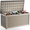 320 Gallon Outdoor Storage Box Waterproof, UV Resistant Resin Deck Box with Hydraulic Rod, Lockable Design and Enhanced Durability for Patio, Garden, and Poolside Use
