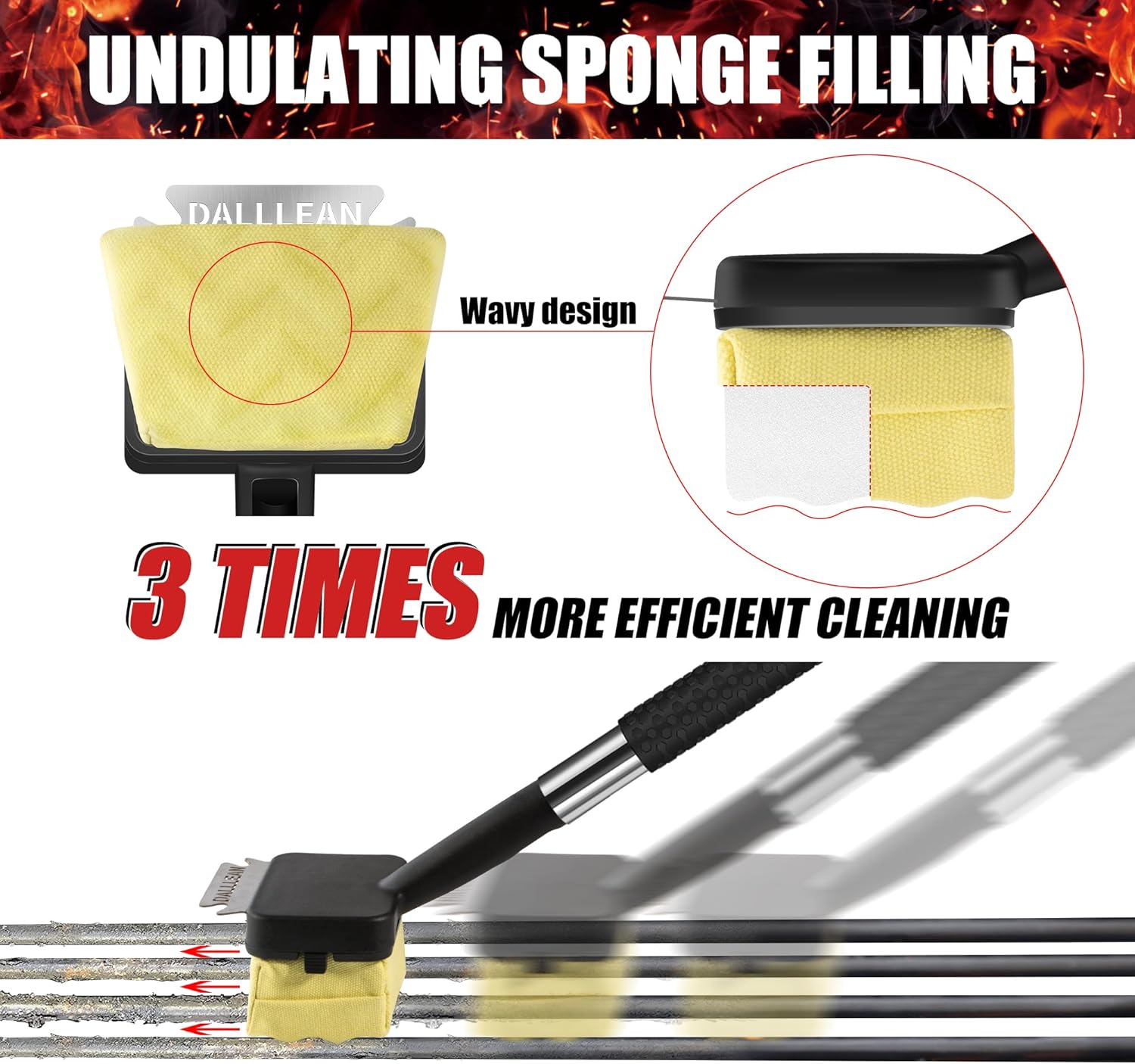 BBQ Grill Brush Bristle Free for Outdoor Grill, Replaceable Head Cleaning Brush, Steam Grate Cleaner, BBQ Cleaning Brush, Scraper for Grill Grates, Safe Barbecue Grill Brush