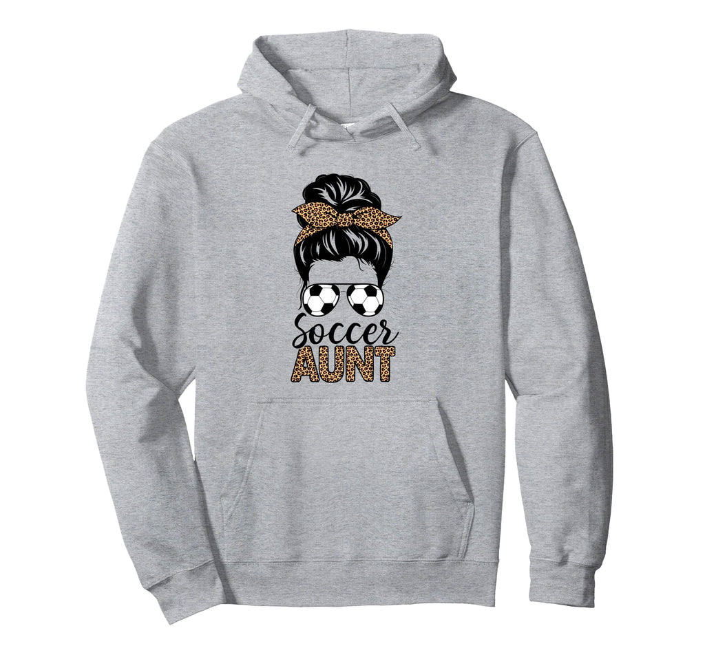 Soccer Aunt Life Messy Bun Leopard Hoodie - Custom Art Print for Adults