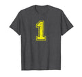 Number 1 One Varsity Distressed Sport T-Shirt - Minimalist Print Unisex