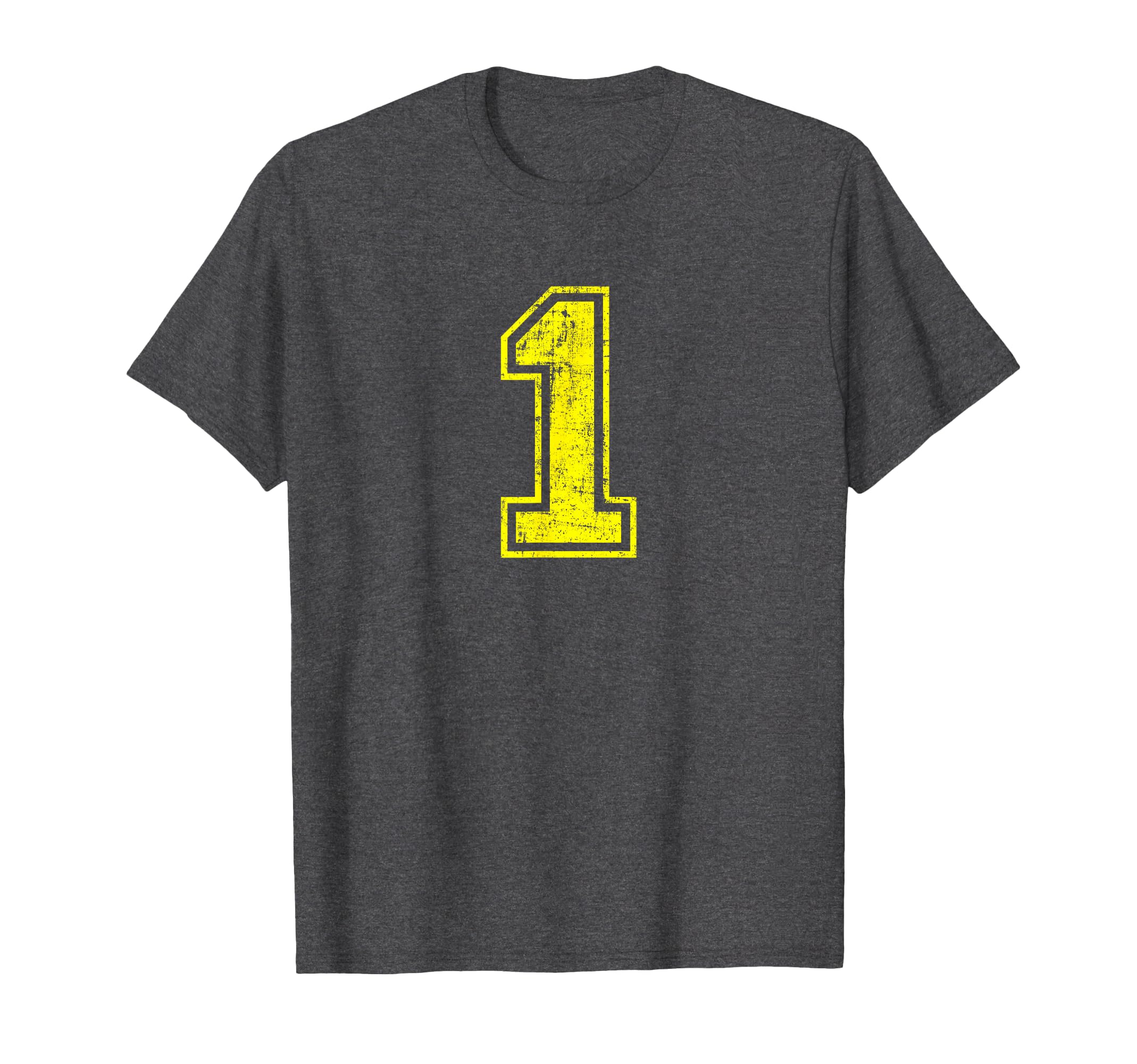 Number 1 One Varsity Distressed Sport T-Shirt - Minimalist Print Unisex