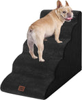 EHEYCIGA Curved Dog Stairs Ramp for High Beds 22.6" H, 5-Step Dog Steps for Small Dogs and Cats, Pet Stairs for High Bed Climbing, Non-Slip Balanced Pet Step Indoor, Black