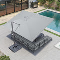 PURPLE LEAF 10' X 13' Patio Umbrella Large Rectangle Outdoor Aluminum Cantilever Umbrella with 3-Year Fade Resistance Recycled Fabric and 360-degree Rotation for Deck Pool Garden, Pebble Grey