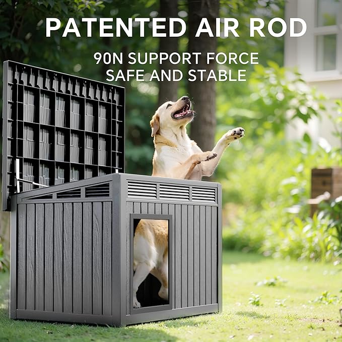 DRATO Dog House for Both Indoor and Outdoor with Weatherproof Roof Removable Floors for Medium to Large Dogs Interior Space (Gray, Medium(32.2 * 25.12 * 24.13''))