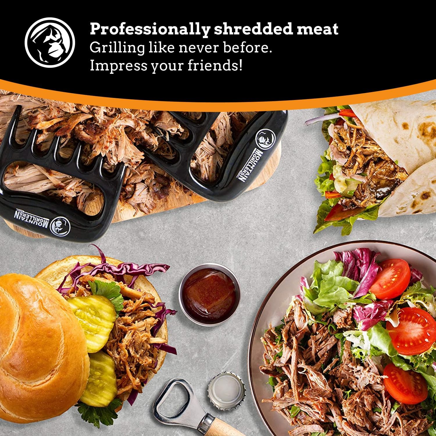 Mountain Grillers Meat Claws - Pulled Pork Claws and Meat Shredder - Grilling Claws BBQ Tools for Meat Shredding - Meat Pulling Claws for Barbecue, Smoker, and Grill Bear Claws - Pack of 2, Black