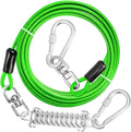 jenico Dog Tie Out Cable, 10/15/20/30/40/50/70/100/150FT Runner Cable with Swivel Hook and Shock Spring, Dog Leash Run Tether for Yard Outdoor and Camping,for Small to Medium Pets Up to 500 LBS