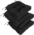 RACE LEAF Patio Chair Cushions 19x19 Inch 4 Pack, Thickened Outdoor Cushions Water Resistant Stain Resistant Non-Slip Ties (Black)