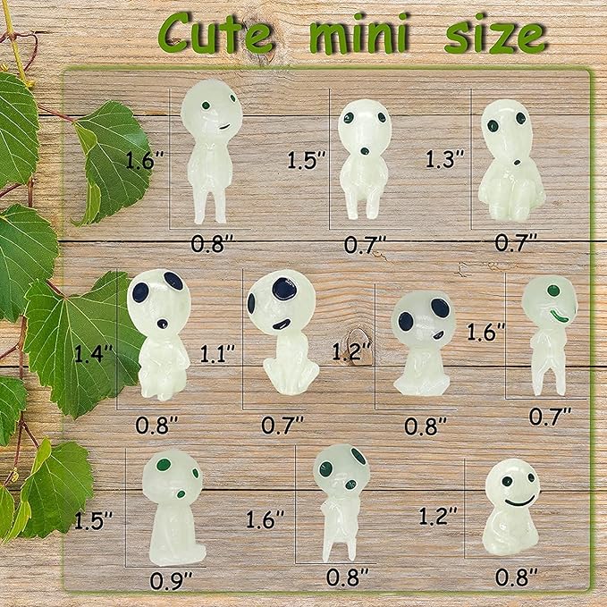 20Pcs Fairy Garden Accessories Outdoor Miniature Decor Glow in The Dark Tree Elves Luminous Ghost for Micro Landscape Gnomes Decoration Patio Lawn Yard Pot Kit