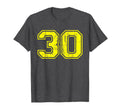 Number 30 Varsity Distressed Sport Team T-Shirt - Trendy Graphic Unisex