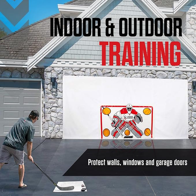 Snipers Edge Hockey Shooting Tarp – Tarp Made of Heavy Duty Vinyl – Develop a Stronger Slap and Wrist Shot Without Damaging Drywall or Breaking Windows