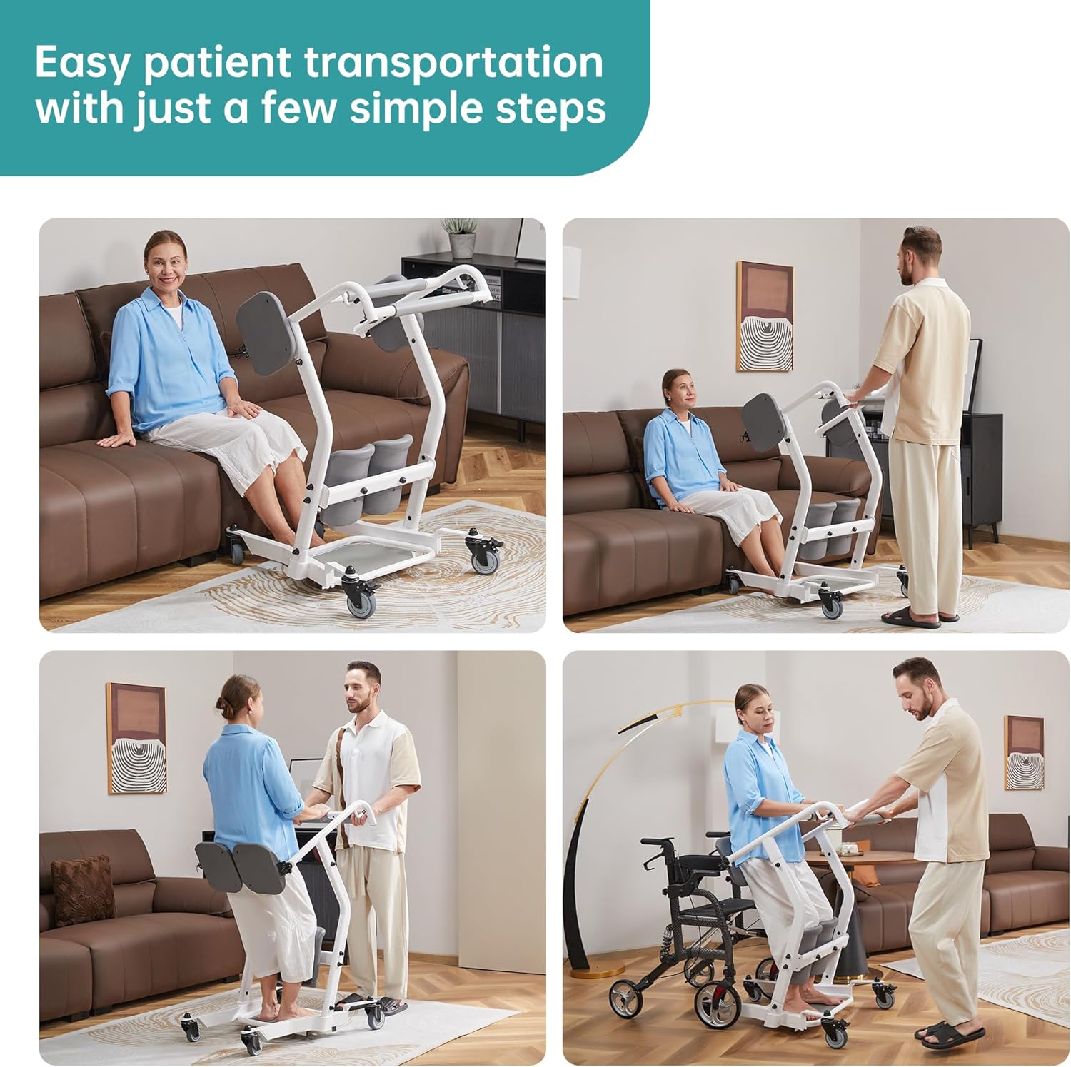 Sit to Stand Lift Patient Transport Unit for Elderly - 400 Pound Weight Capacity - Patient Lift for Home Care Use