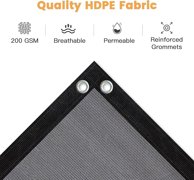 VICLLAX Shade Fabric Sun Shade Cloth with Every 2 FT Grommets for Patio Garden Pergola Cover Canopy 3x6 FT, Grey