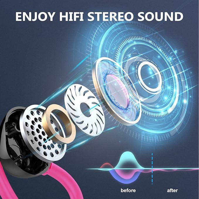Wireless Earbuds Sport Bluetooth Headphones 5.4, 2025 Bluetooth Earbuds 4 HD Mic, Over-Ear Buds with Earhooks ENC Noise Canceling Earphones, 48Hrs Stereo, IP7 Waterproof Headset for Workout/Running