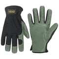 HLDD HANDLANDY Garden Gloves Men, Leather Utility Work Gloves for Gardening, Yardwork, Construction, Mechanics with Reinforced Palm, Green XL