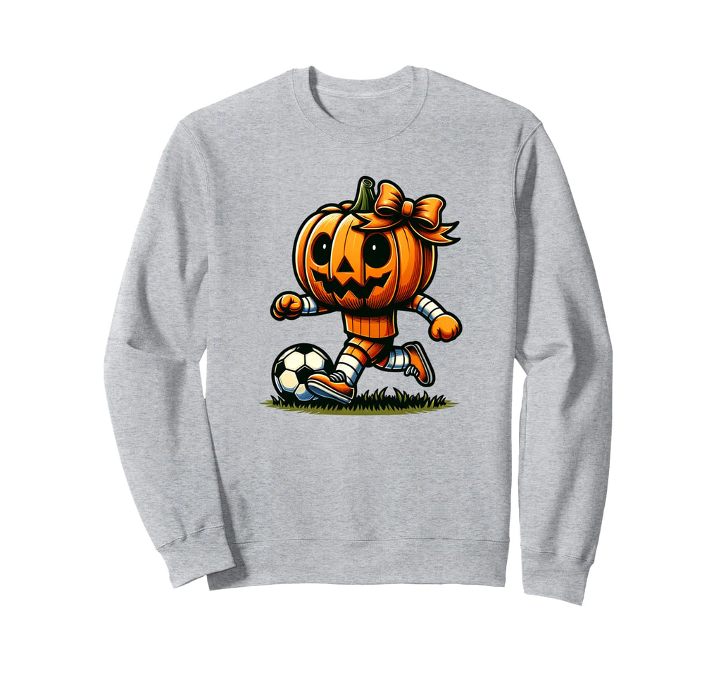 Pumpkin Playing Soccer Orange Bow Sweatshirt - Streetwear Style Men Women