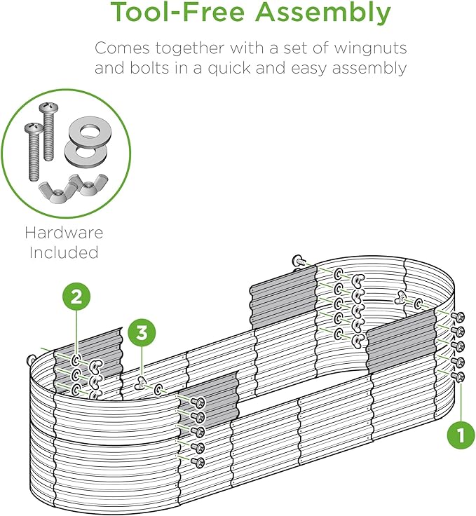 Best Choice Products 8x2x2ft Metal Raised Garden Bed, Oval Outdoor Deep Root Planter Box for Vegetables, Herbs w/ 4 Support Bars, 215 Gal Capacity - Beige