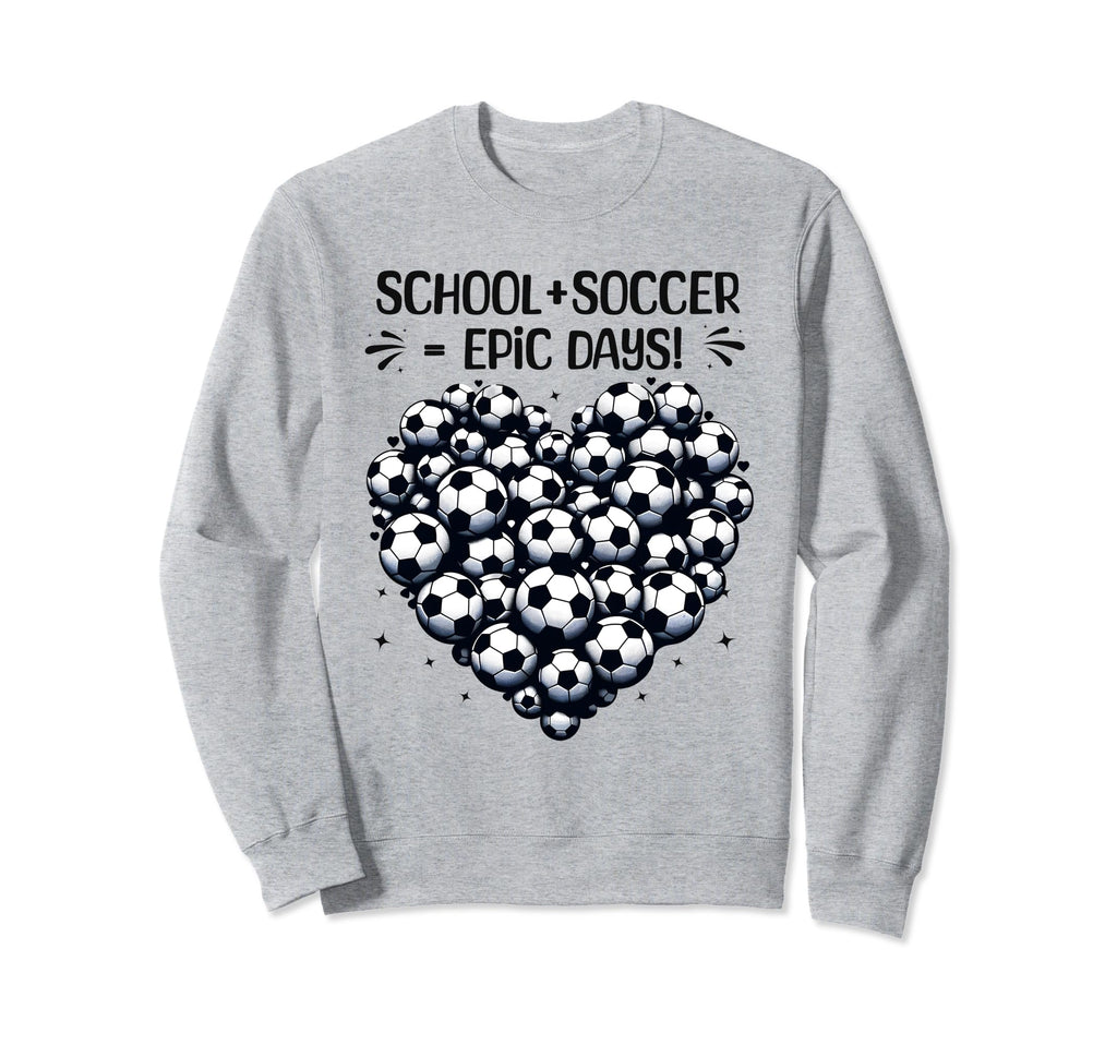 100 Days School Soccer Heart Sweatshirt - Casual Everyday Wear for Adults