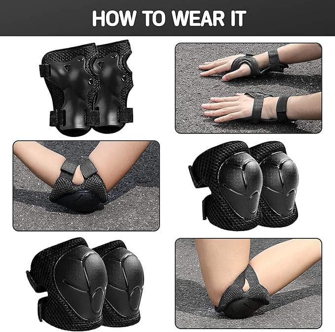 Adjustable Kids Helmet with Knee Pad, Elbow Pads & Wrist Guards - Toddler Bike Helmets for Ages 3-5, 5-8, 8-14 Years - Perfect for Skating, Biking, Cycling, and Skateboard - for Boys and Girls