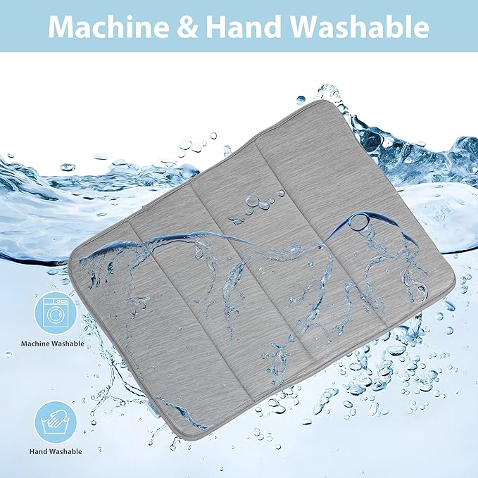 Dog Cooling Mat for Medium Dogs - 30x20 Orthopedic Memory Foam Pet Pad for Summer, QMAX>0.5, Washable Premium Comfort Crate Pad for Your Furry Companion, Grey