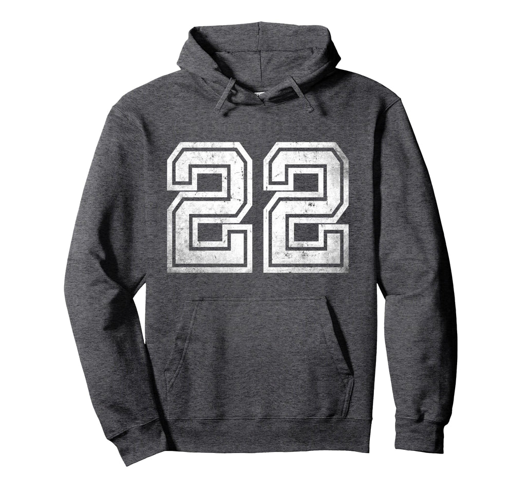 Distressed Number 22 Sport White Hoodie - Unique Graphic for Adults