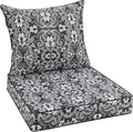 Favoyard Outdoor Seat Cushion 19 x 19 x 3 in Waterproof Pattern Fade Resistant Cover Removable Patio Furniture Cushions Deep Seat & Back Cushion Set with Adjustable Straps for Patio Chair Sofa Couch