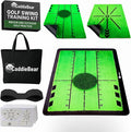 5-in-1 Golf Hitting Mat Set - Golf Training Aid with Path Feedback mat with Turf Patch, Replaceable mat, Impact Tape, Swing Arm Band & Carry Bag - Indoor & Outdoor Golf Mat for Practice
