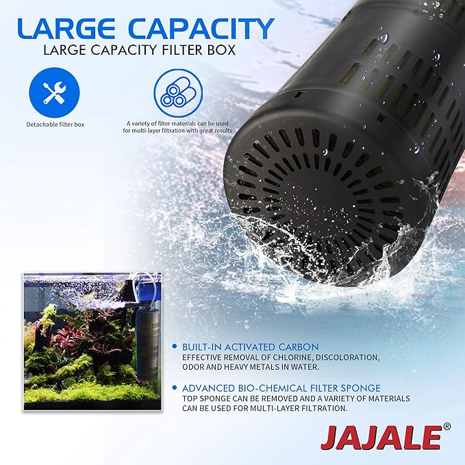 Water Pump 660 GPH 3-in-1 Submersible Internal Filter Aquarium Powerhead Water Pump Ultra Quiet for Aquarium,Fish Tank-2 Pack
