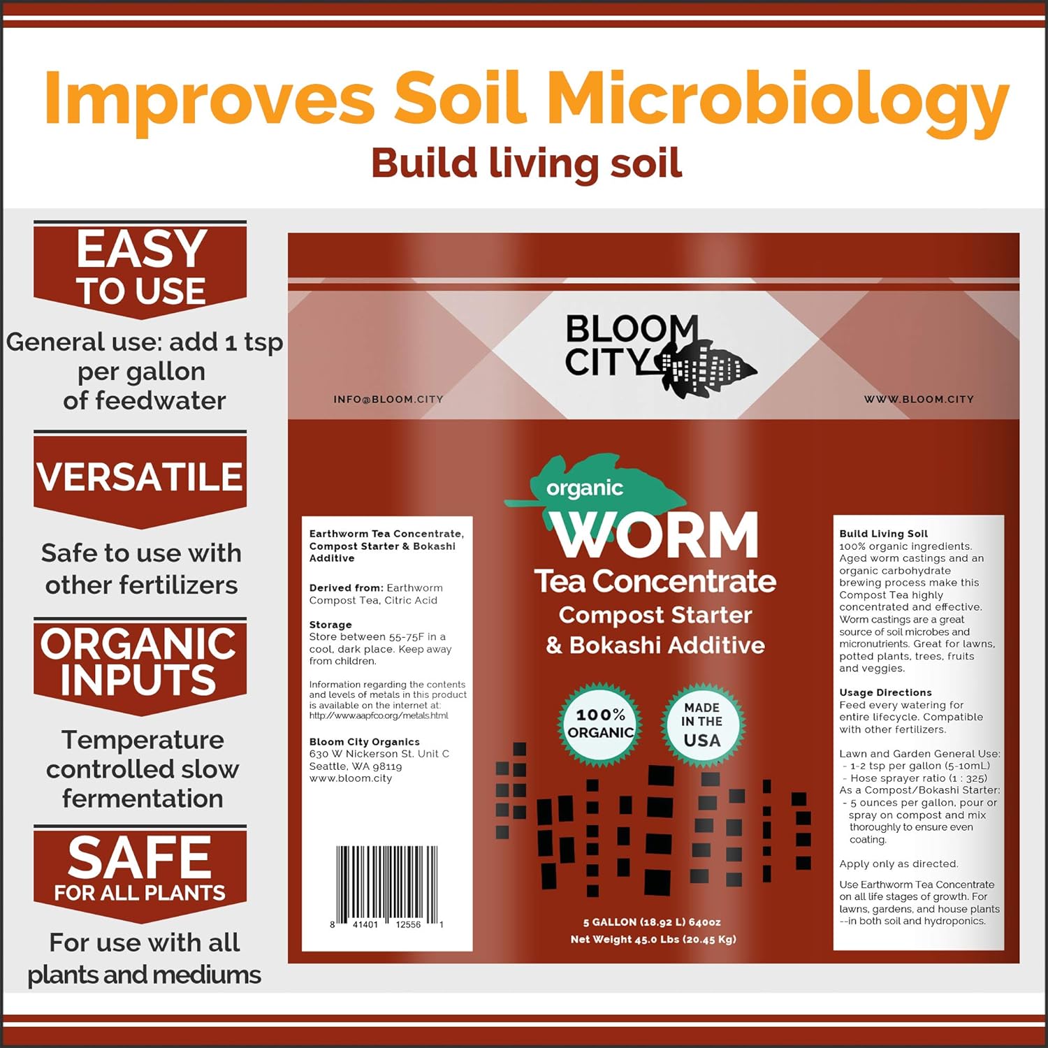 Bloom City Organic Worm Tea Concentrate and Compost and Bokashi Booster, 1/2 Pint (8 oz)
