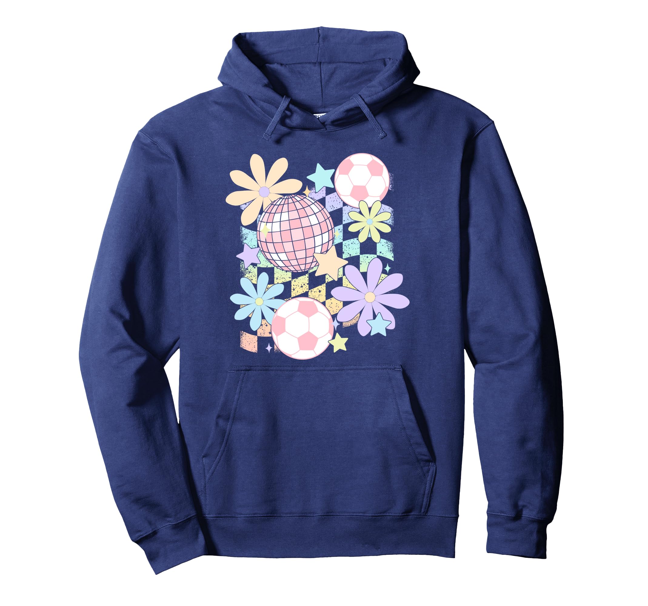 Trendy Sparkle Soccer Disco Vinatge Big Hoodie - Unique Graphic Unisex