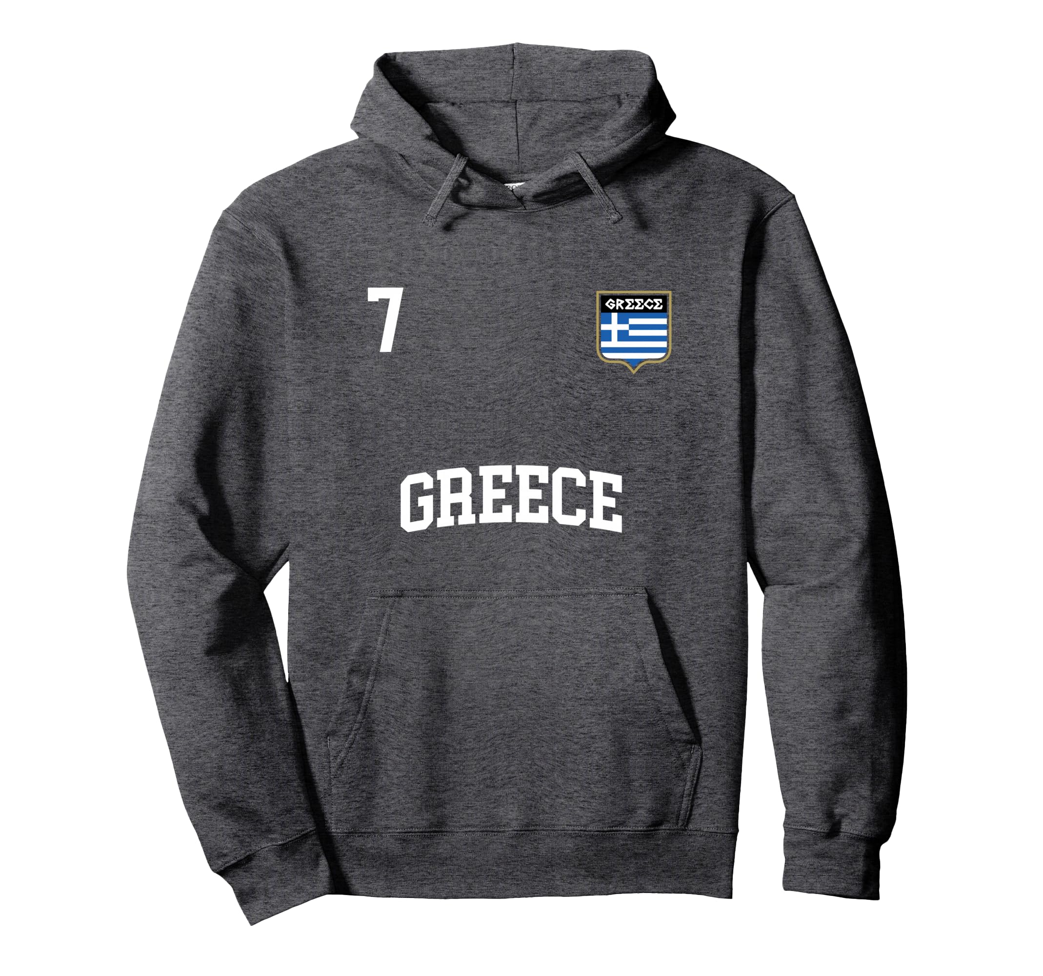Greece No 7 Greek Flag Football Hoodie - Casual Everyday Wear for Adults