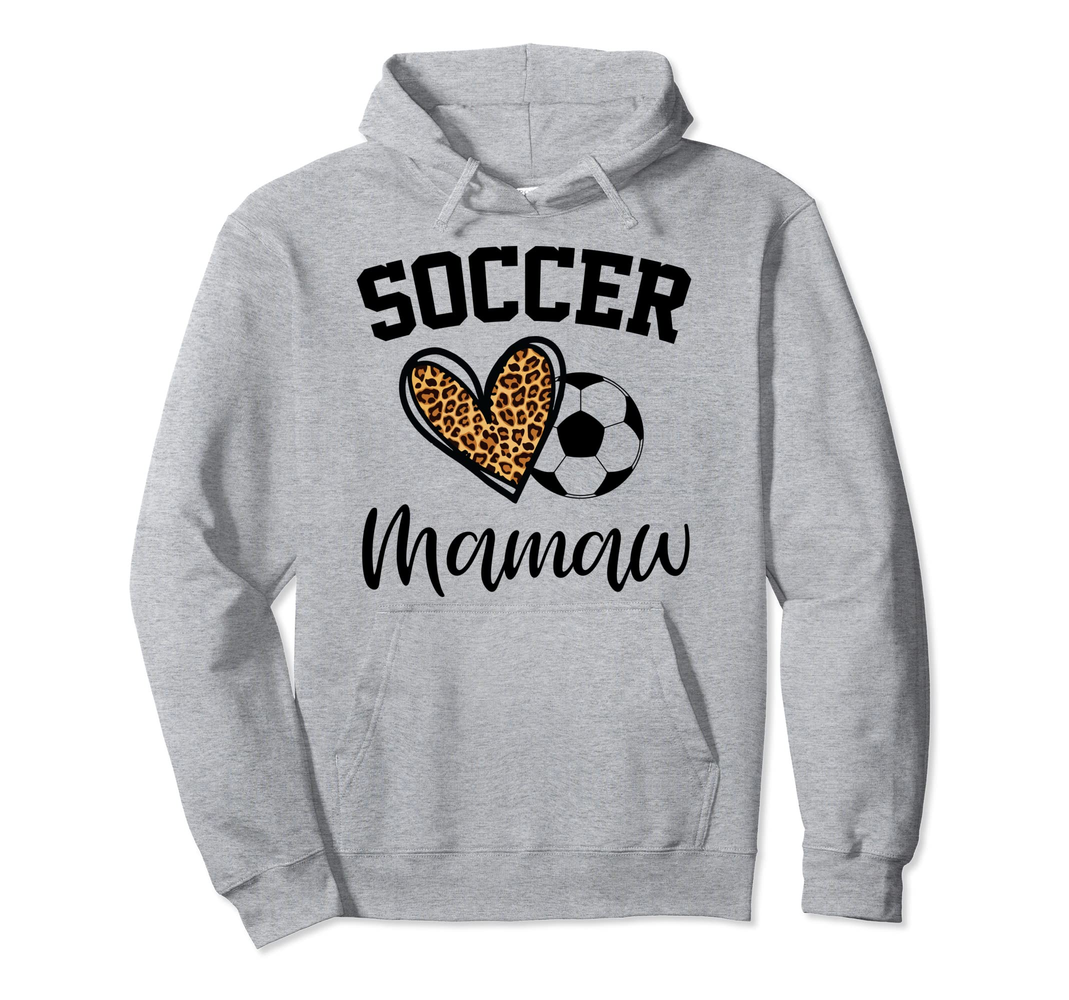 Soccer Mamaw Leopard Heart Funny Hoodie - Casual Everyday Wear Unisex