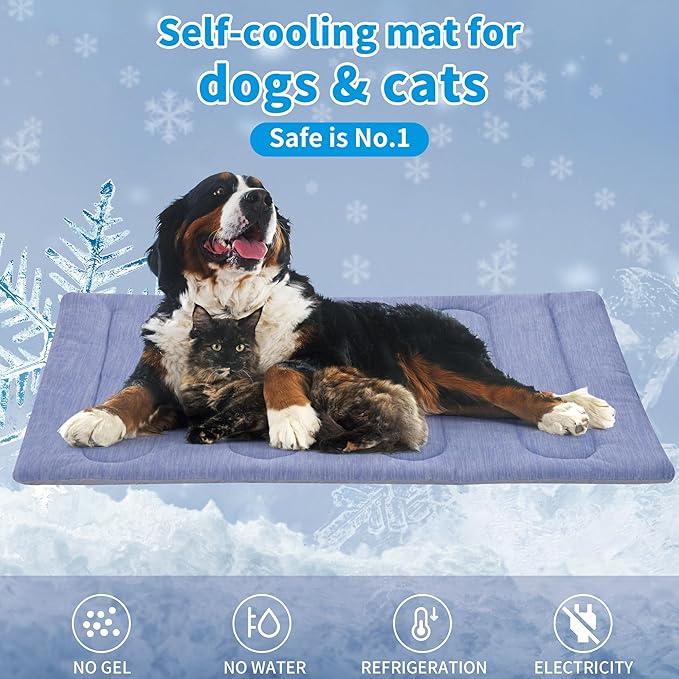 Cooling Mat for Large Dogs - Double-Sided Waterproof & Cool, Q-MAX>0.47, Portable Dog Cooling Mat for Summer. (M (28''x20''))