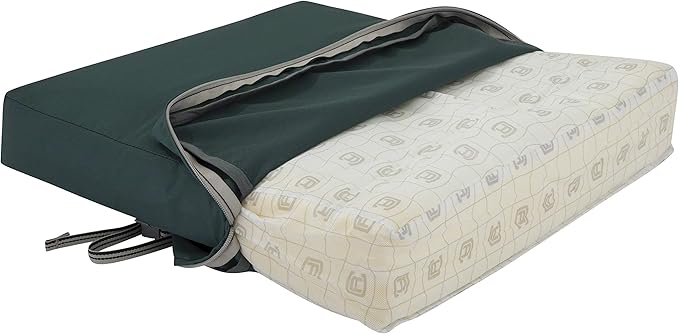 Classic Accessories Ravenna Water-Resistant 25 x 25 x 5 Inch Square Patio Seat Cushion Slip Cover & Foam, Mallard Green, Lounge Chair Cushion