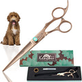 Kenchii Rose Dog Grooming Scissors, 7 Inch Straight Shears, Dog Scissors for Grooming, Ergonomic Design for Comfort and Precision, Heavy Duty, Durable and Sharp
