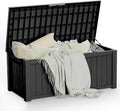 150 Gallon Waterproof Large Resin Deck Box Indoor/Outdoor Lockable Storage Container and Seating for Garden, Pool, and Patio (150 Gallon, Black)