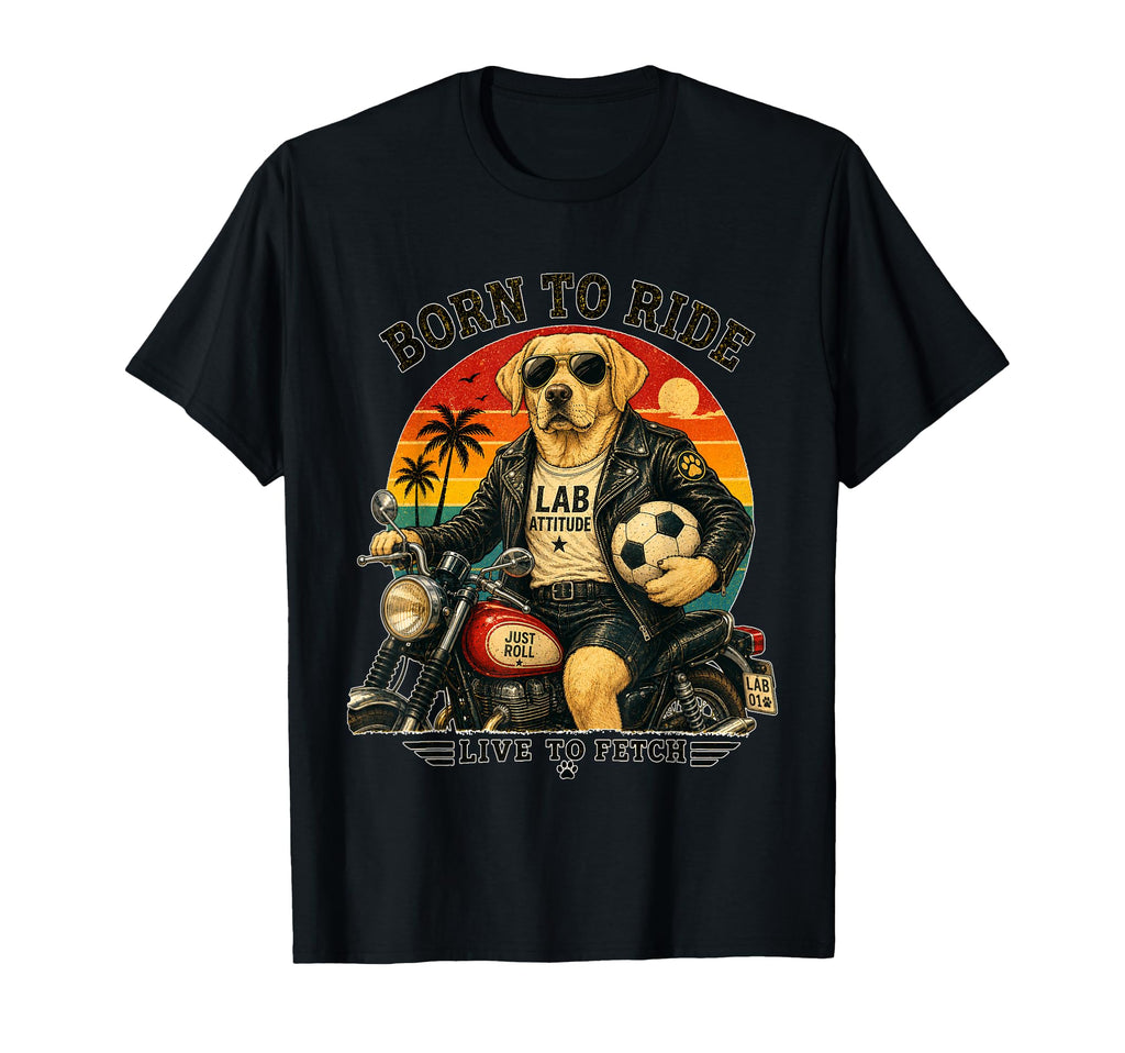 Labrador Retriever Motorbike Love T-Shirt - Casual Everyday Wear Men Women