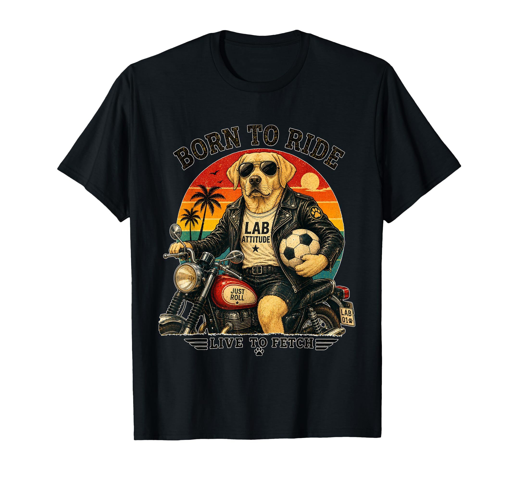 Labrador Retriever Motorbike Love T-Shirt - Casual Everyday Wear Men Women