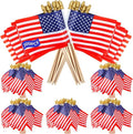 300pcs Small American Flags on Stick, Handheld 8 x 5.5 Inchs Mini American Flags with Kid-Safe Golden Spear Top, US Flags for 4th of July Decorations Outdoor, Independence Day Decorations