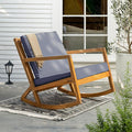 IDZO Club Rocking Chair 500lbs Capacity with Inclined Backrest, Thick Foam Cushion, Solid Acacia Wood Rocker for Patio, Backyard, Balcony, Porch, Grey