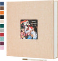 Spbapr Large Photo Album Self Adhesive 3x5 4x6 5x7 8x10 Pictures Magnetic Scrapbook Linen Cover DIY Album with A Metal Pen 11"x10.6"40pages