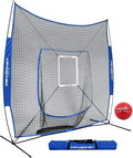 PowerNet Baseball Softball Practice Net 7x7 with Baseball Accessories for Practice Pitching, Batting & Fielding, Ball Caddy, Weighted Baseballs, Tee