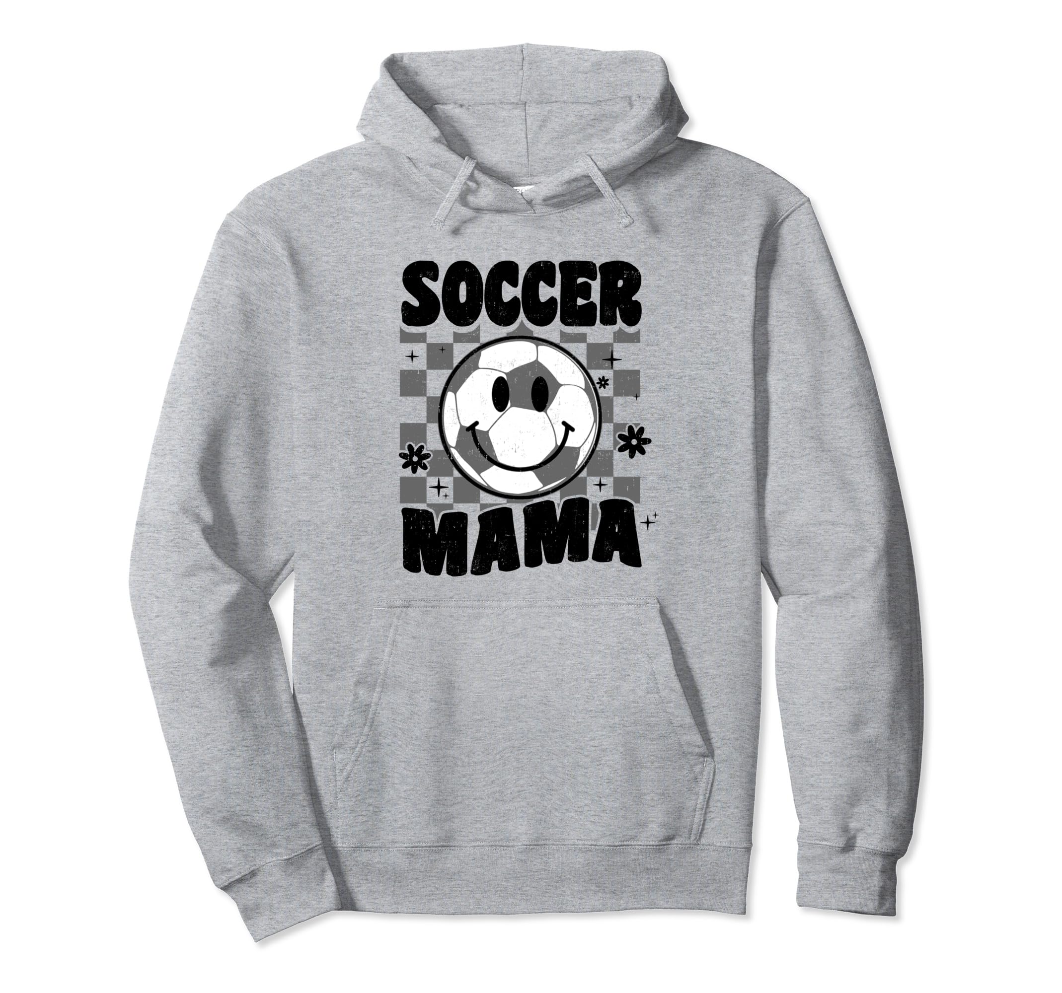 Soccer Mama Checkered Groovy Soccer Mom Hoodie - Trendy Graphic Men Women