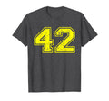 Number 42 Varsity Distressed Sport Team T-Shirt - Minimalist Print Unisex