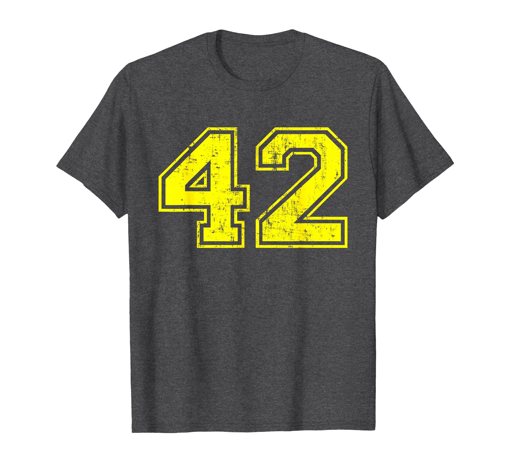 Number 42 Varsity Distressed Sport Team T-Shirt - Minimalist Print Unisex
